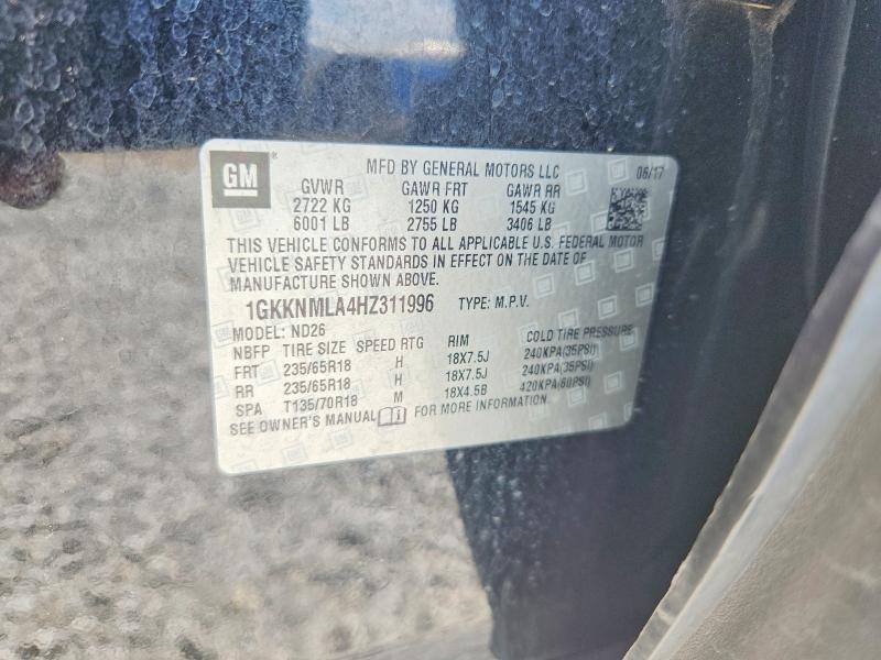 Auction sale of the 2017 Gmc Acadia, vin: 1GKKNMLA4HZ311996, lot number: 61953776