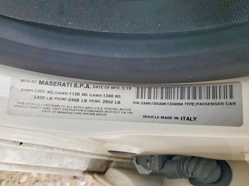 Продажа на аукционе авто 2019 Maserati Ghibli, vin: ZAM57XSA0K1334084, номер лота: 60858476
