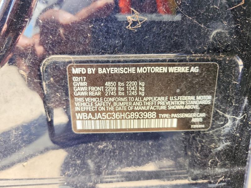 60079956 :رقم المزاد ، WBAJA5C36HG893988 vin ، 2017 Bmw 530 مزاد بيع
