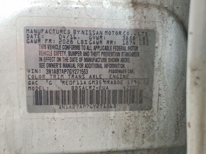 59613746 :رقم المزاد ، 3N1AB7AP7GY271563 vin ، 2016 Nissan Sentra مزاد بيع