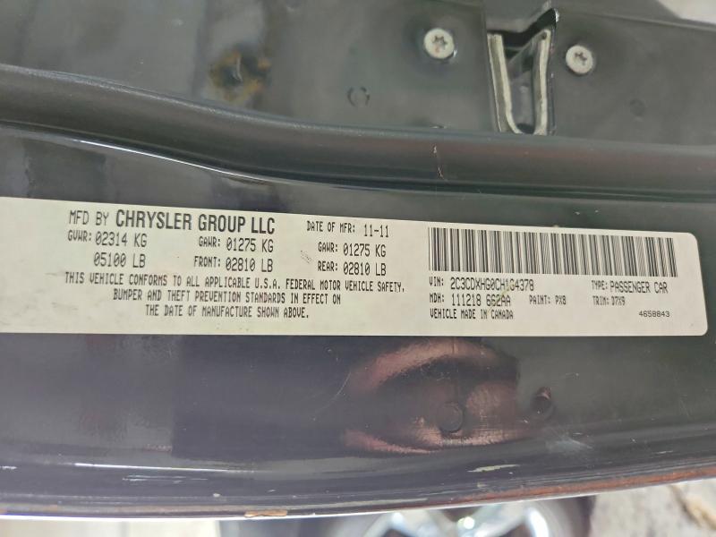 62034546 :رقم المزاد ، 2C3CDXHG0CH164378 vin ، 2012 Dodge Charger مزاد بيع