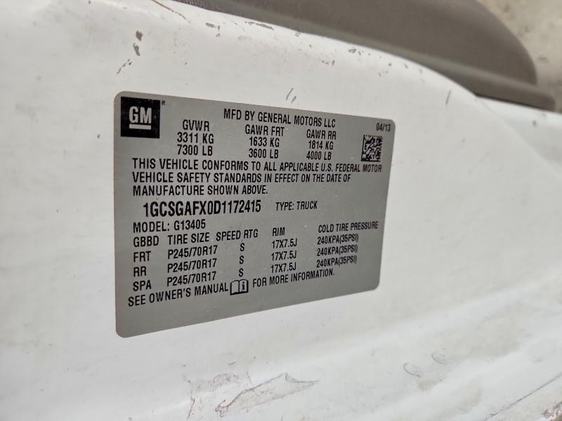 61426166 :رقم المزاد ، 1GCSGAFX0D1172415 vin ، 2013 Chevrolet Express G1500 مزاد بيع