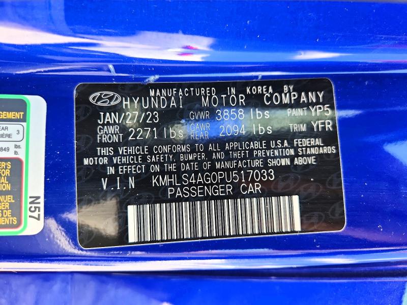 Aukcja sprzedaży 2023 Hyundai Elantra, vin: KMHLS4AG0PU517033, numer aukcji: 59126916