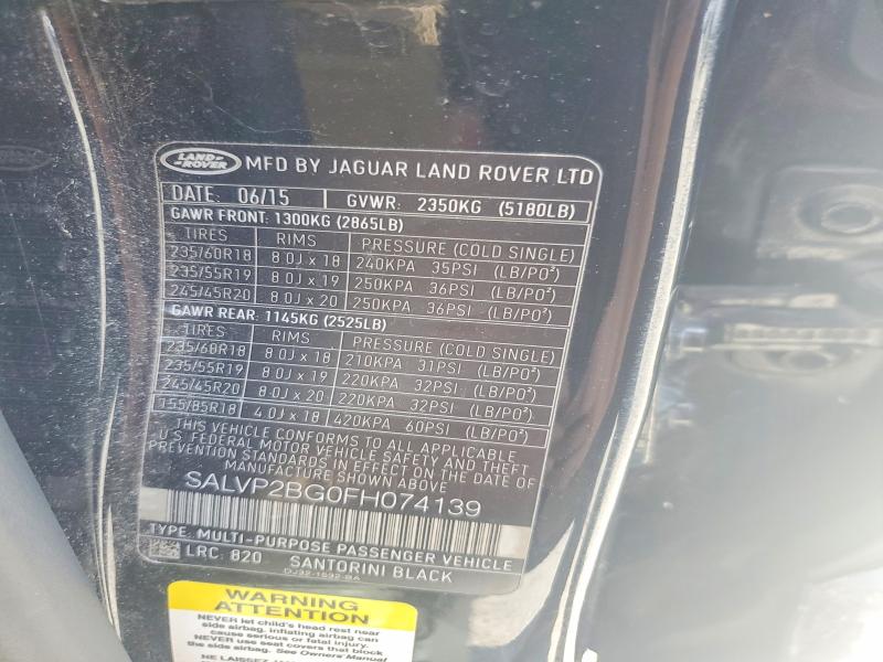 Продажа на аукционе авто 2015 Land Rover Range Rover Evoque, vin: SALVP2BG0FH074139, номер лота: 59736036