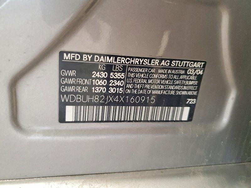 Продаж на аукціоні авто 2004 Mercedes-benz E, vin: WDBUH82JX4X160915, номер лоту: 85988645