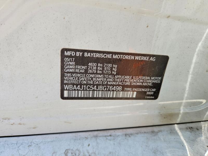 62347446 :رقم المزاد ، WBA4J1C54JBG76498 vin ، 2018 Bmw 430i مزاد بيع