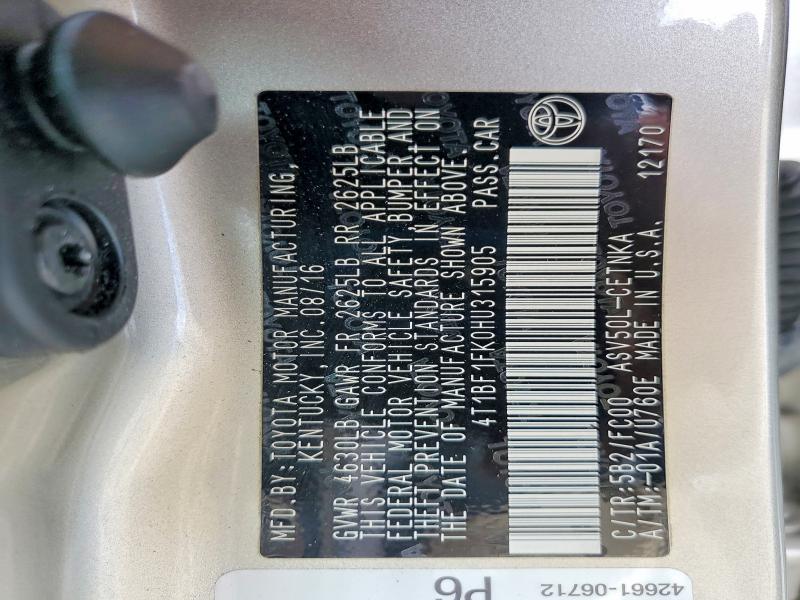 Продаж на аукціоні авто 2017 Toyota Camry, vin: 4T1BF1FK0HU315905, номер лоту: 61624166