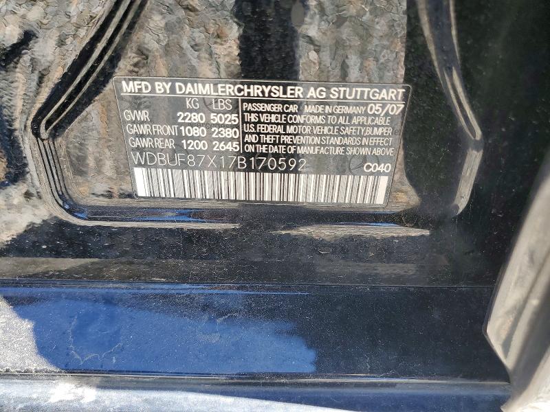 85993545 :رقم المزاد ، WDBUF87X17B170592 vin ، 2007 Mercedes-benz E مزاد بيع