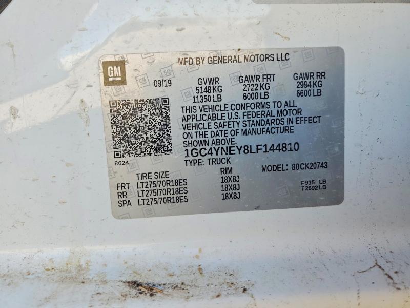 2020 Chevrolet Silverado მანქანა იყიდება აუქციონზე, vin: 1GC4YNEY8LF144810, აუქციონის ნომერი: 58781946