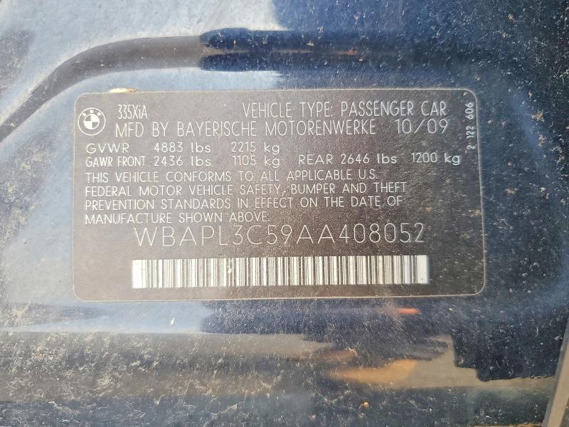 61363026 :رقم المزاد ، WBAPL3C59AA408052 vin ، 2010 Bmw 3 Series مزاد بيع