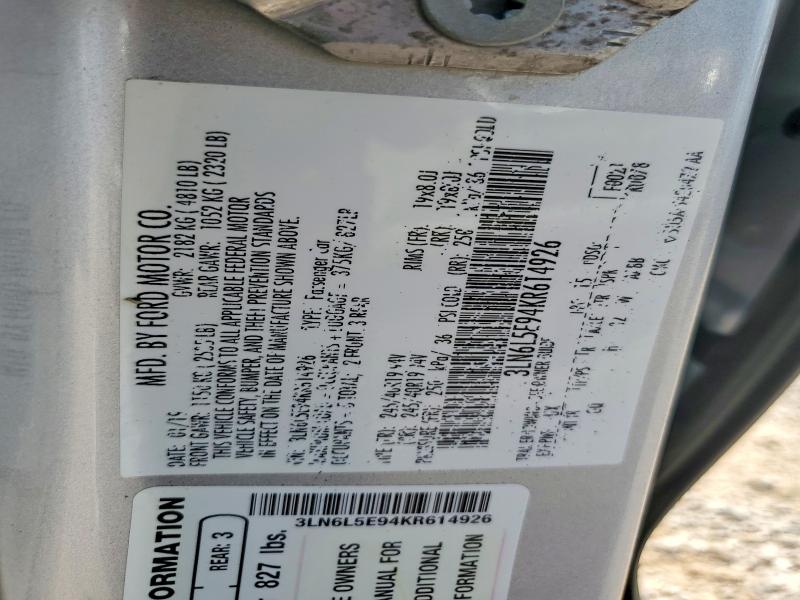 2019 Lincoln Mkz მანქანა იყიდება აუქციონზე, vin: 3LN6L5E94KR614926, აუქციონის ნომერი: 60458396
