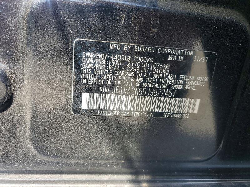Aukcja sprzedaży 2018 Subaru Wrx, vin: JF1VA2N65J9822467, numer aukcji: 59300076