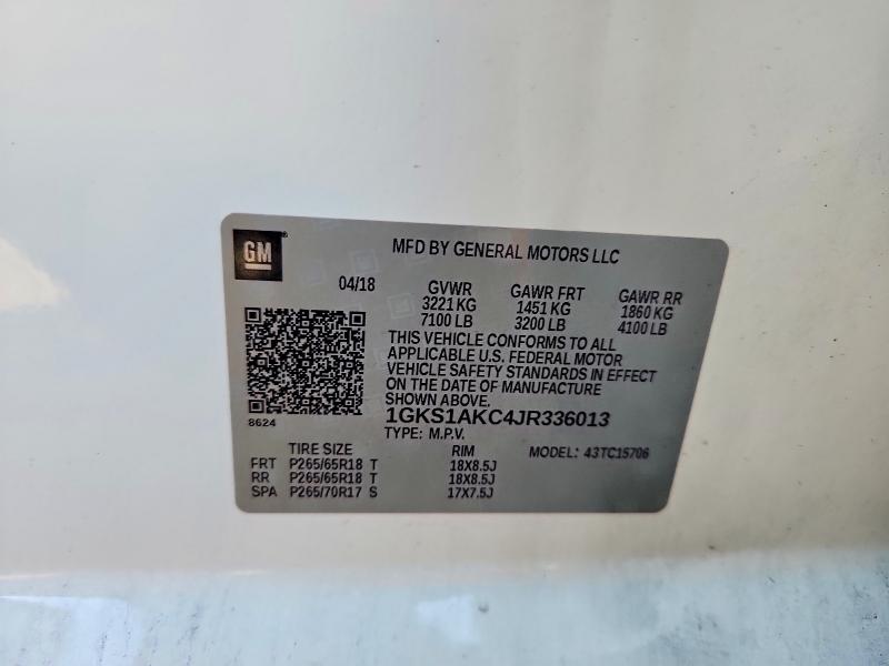 Продаж на аукціоні авто 2018 Gmc Yukon, vin: 1GKS1AKC4JR336013, номер лоту: 59378106
