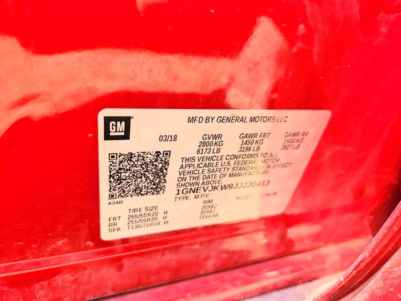 2018 Chevrolet Traverse მანქანა იყიდება აუქციონზე, vin: 1GNEVJKW9JJ230413, აუქციონის ნომერი: 59323756