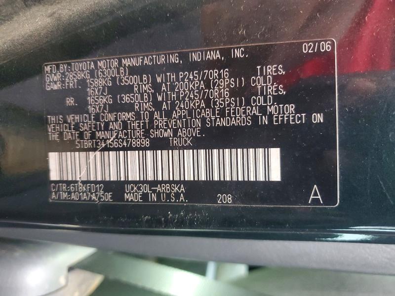 Продажа на аукционе авто 2006 Toyota Tundra, vin: 5TBRT34156S478898, номер лота: 59279306
