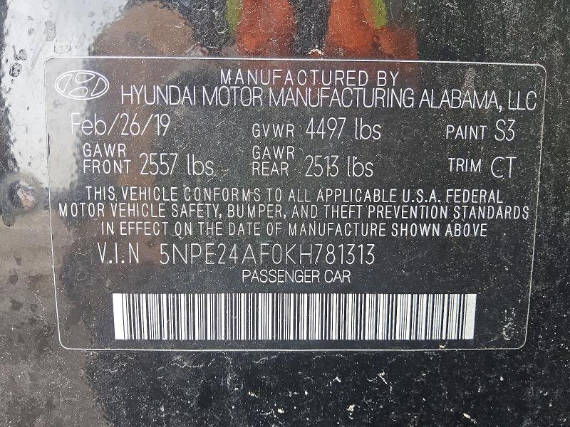 Aukcja sprzedaży 2019 Hyundai Sonata, vin: 5NPE24AF0KH781313, numer aukcji: 60280966