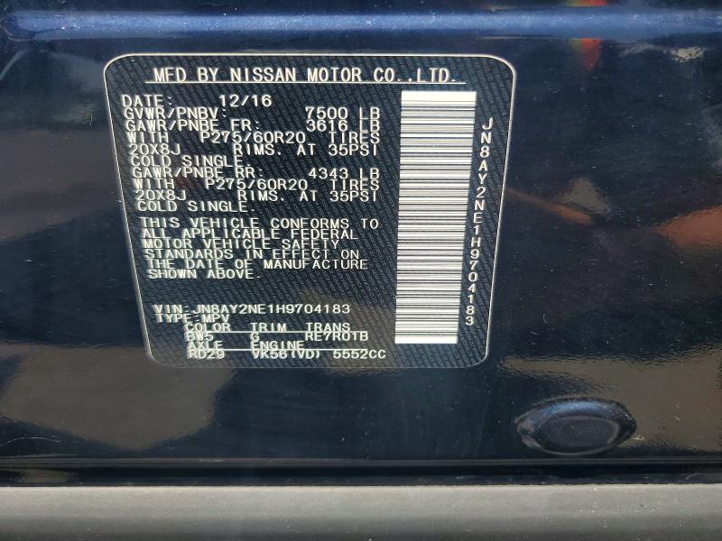 Продаж на аукціоні авто 2017 Nissan Armada, vin: JN8AY2NE1H9704183, номер лоту: 59380556