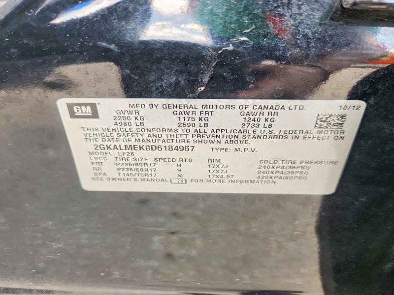 Aukcja sprzedaży 2013 Gmc Terrain, vin: 2GKALMEK0D6184967, numer aukcji: 59974056