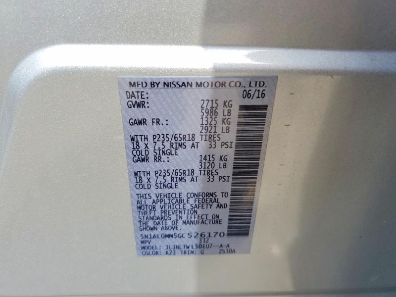Aukcja sprzedaży 2016 Infiniti Qx60, vin: 5N1AL0MM5GC526170, numer aukcji: 59696056