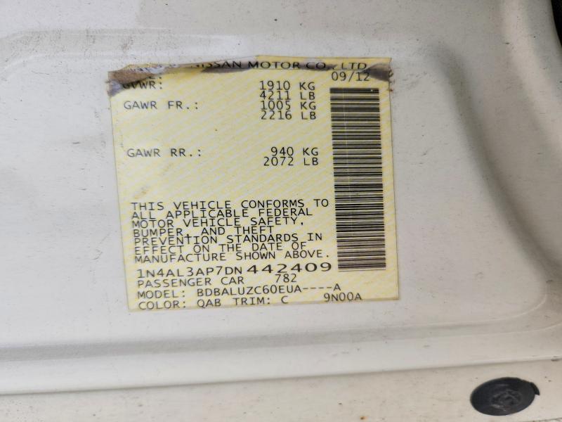 Aukcja sprzedaży 2013 Nissan Altima, vin: 1N4AL3AP7DN442409, numer aukcji: 60320796