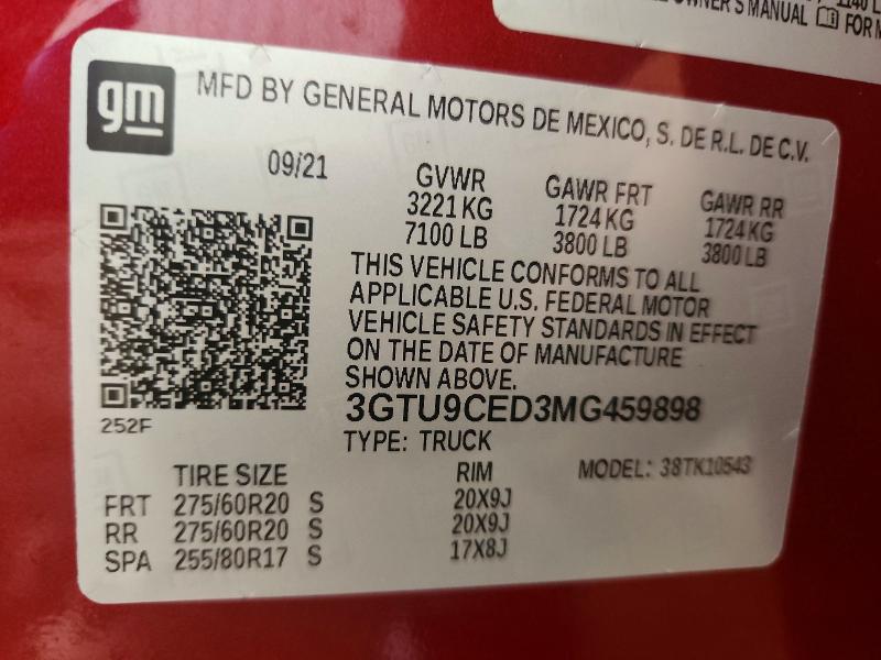 Продажа на аукционе авто 2021 Gmc Sierra, vin: 3GTU9CED3MG459898, номер лота: 59859476