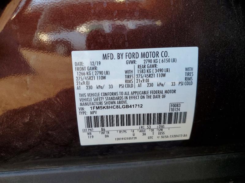 Aukcja sprzedaży 2020 Ford Explorer, vin: 1FM5K8HC8LGB41712, numer aukcji: 61514506
