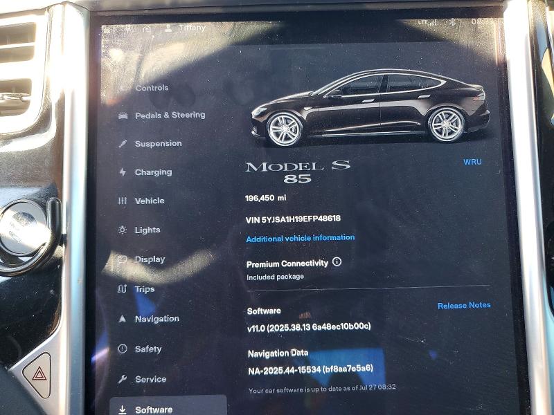 2014 Tesla Model S მანქანა იყიდება აუქციონზე, vin: 5YJSA1H19EFP48618, აუქციონის ნომერი: 60206356