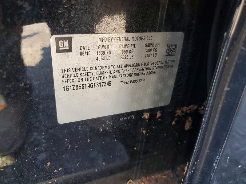 60379076 :رقم المزاد ، 1G1ZB5ST9GF317345 vin ، 2016 Chevrolet Malibu مزاد بيع
