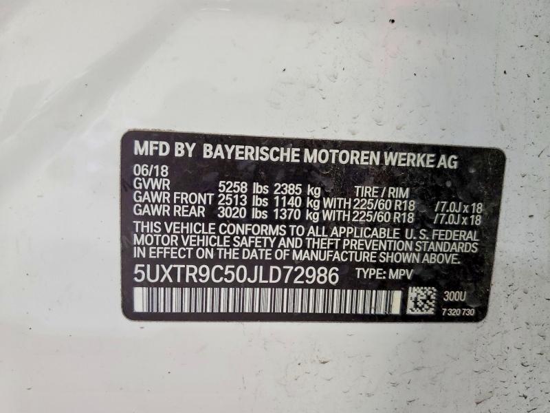 60751166 :رقم المزاد ، 5UXTR9C50JLD72986 vin ، 2018 Bmw X3 مزاد بيع