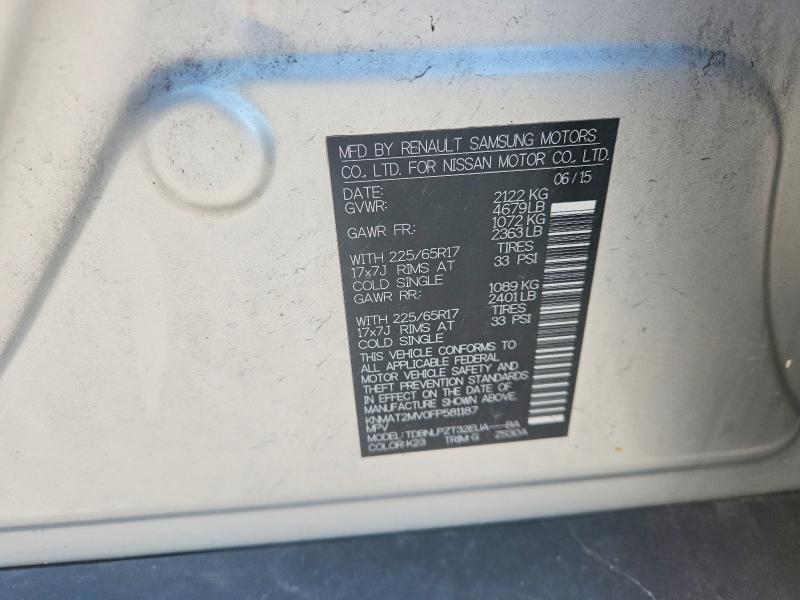 Продажа на аукционе авто 2015 Nissan Rogue, vin: KNMAT2MV0FP581187, номер лота: 62421536
