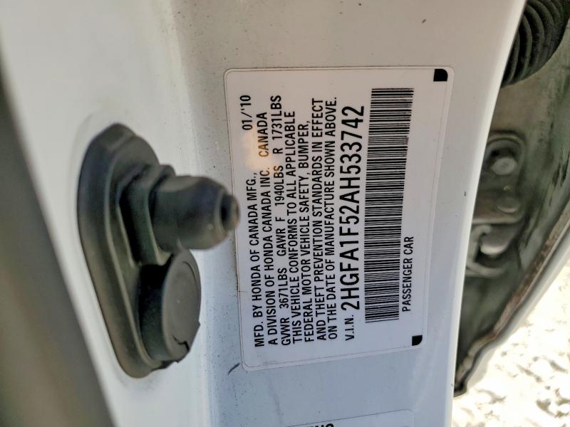 Продаж на аукціоні авто 2010 Honda Civic, vin: 2HGFA1F52AH533742, номер лоту: 60816356
