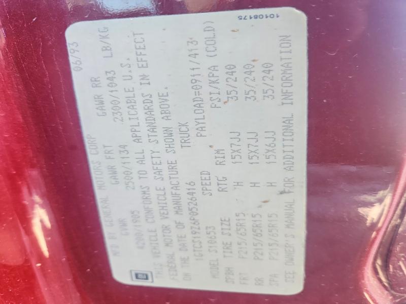 Aukcja sprzedaży 1993 Gmc Sonoma, vin: 1GTCS19Z6P0526416, numer aukcji: 61693916