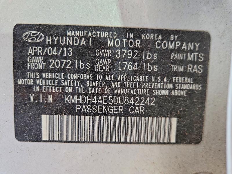 Продажа на аукционе авто 2013 Hyundai Elantra, vin: KMHDH4AE5DU842242, номер лота: 60601536