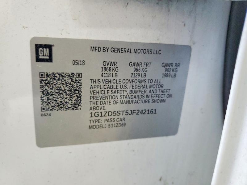 Продаж на аукціоні авто 2018 Chevrolet Malibu, vin: 1G1ZD5ST5JF242161, номер лоту: 61215816