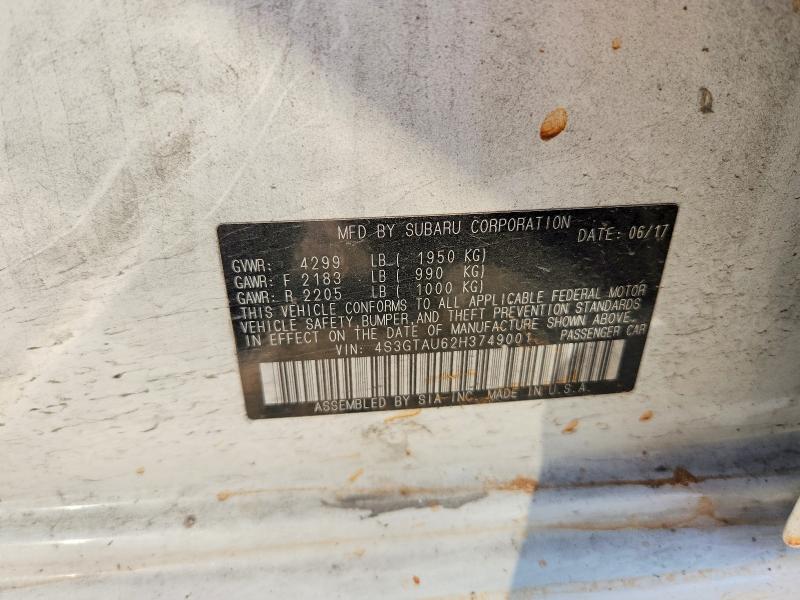 85975535 :رقم المزاد ، 4S3GTAU62H3749001 vin ، 2017 Subaru Impreza مزاد بيع