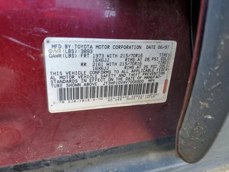61090506 :رقم المزاد ، JT3HP10V4V7066800 vin ، 1997 Toyota Rav4 مزاد بيع