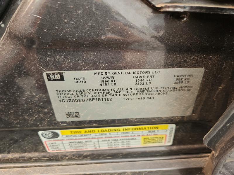 60997706 :رقم المزاد ، 1G1ZA5EU7BF151102 vin ، 2011 Chevrolet Malibu مزاد بيع