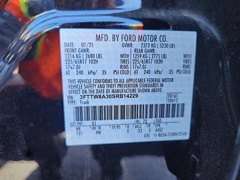 Продаж на аукціоні авто 2025 Ford Maverick, vin: 3FTTW8A30SRB14229, номер лоту: 60869766