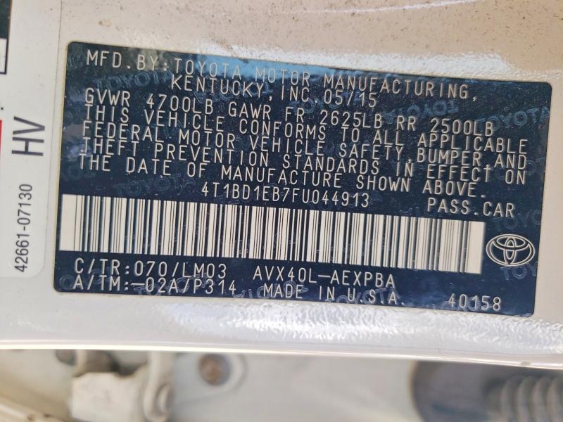 59834076 :رقم المزاد ، 4T1BD1EB7FU044913 vin ، 2015 Toyota Avalon Hybrid مزاد بيع