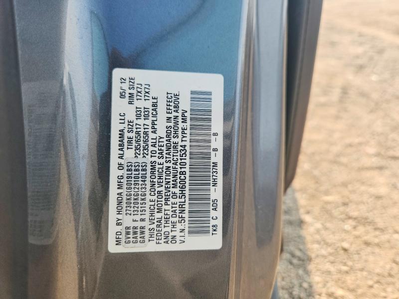 Aukcja sprzedaży 2012 Honda Odyssey, vin: 5FNRL5H60CB101534, numer aukcji: 61875886