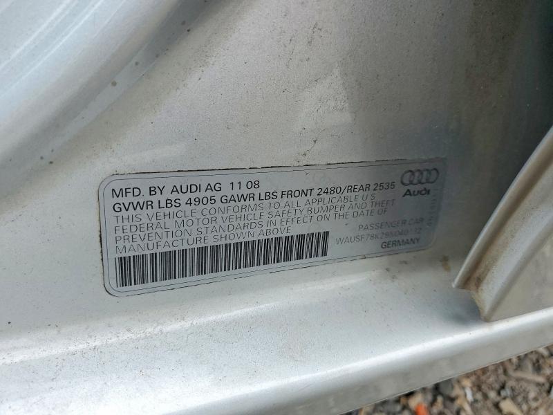Продаж на аукціоні авто 2009 Audi A4, vin: WAUSF78K29N040132, номер лоту: 62096676