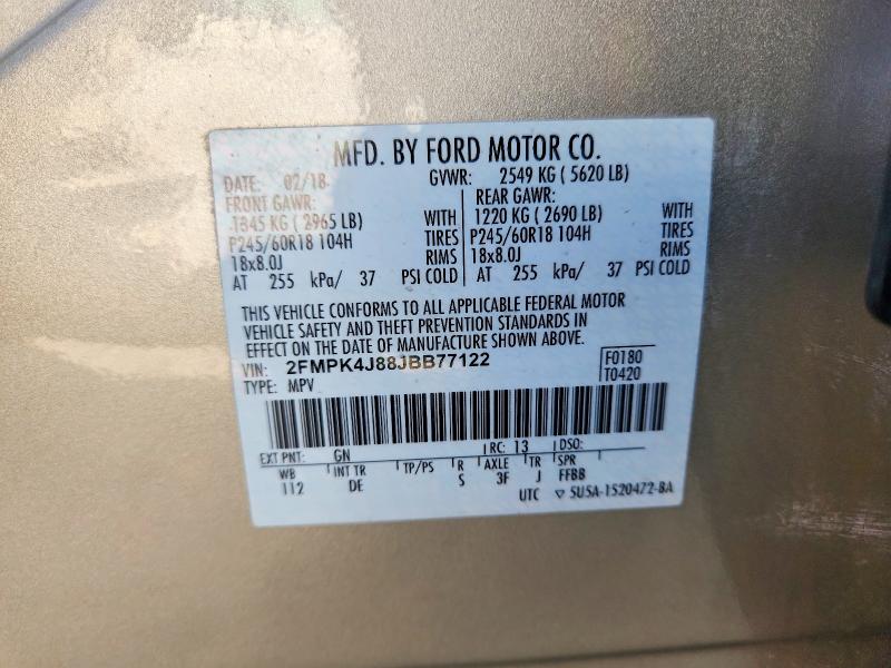 Aukcja sprzedaży 2018 Ford Edge, vin: 2FMPK4J88JBB77122, numer aukcji: 61302026
