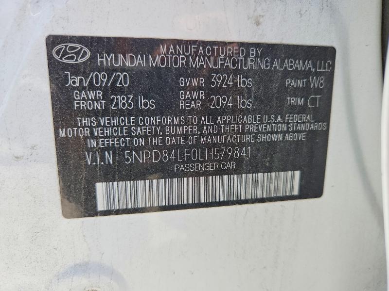 Aukcja sprzedaży 2020 Hyundai Elantra, vin: 5NPD84LF0LH579841, numer aukcji: 60202356