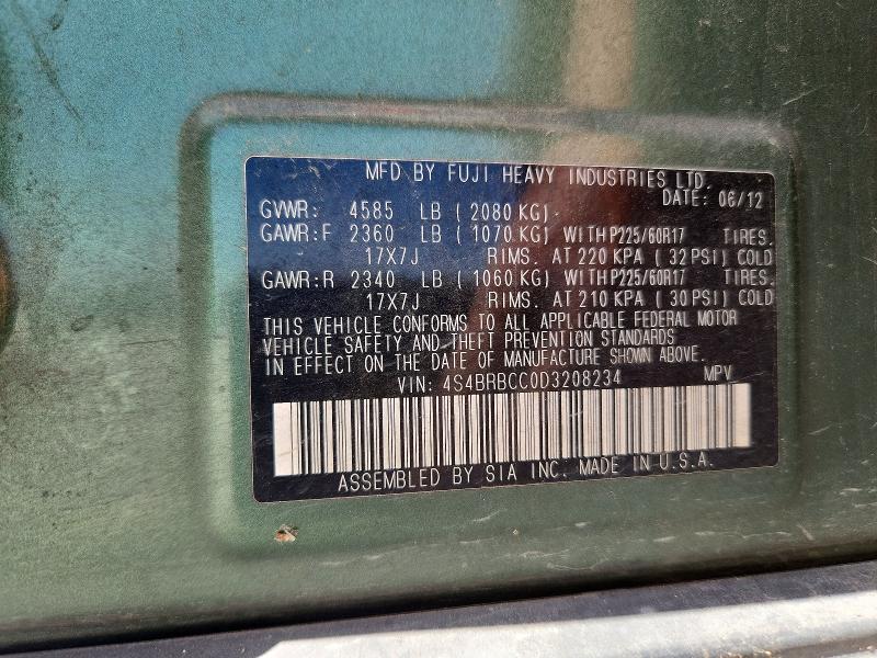 Продаж на аукціоні авто 2013 Subaru Outback, vin: 4S4BRBCC0D3208234, номер лоту: 61442916