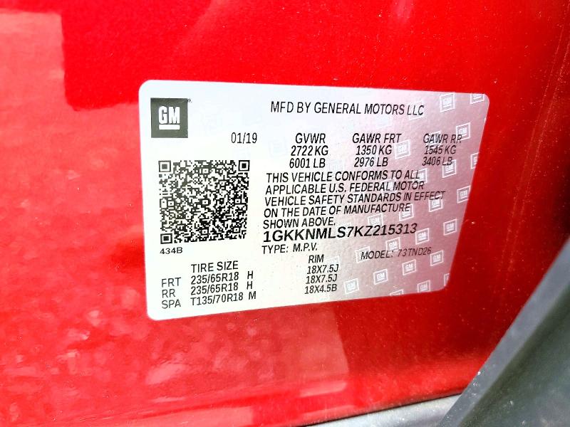 Продаж на аукціоні авто 2019 Gmc Acadia, vin: 1GKKNMLS7KZ215313, номер лоту: 60487456
