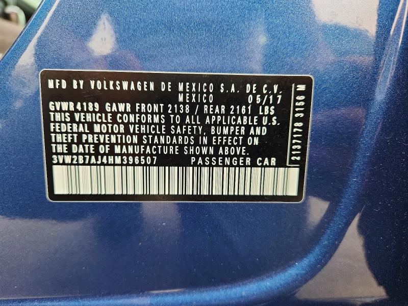 Aukcja sprzedaży 2017 Volkswagen Jetta, vin: 3VW2B7AJ4HM396507, numer aukcji: 61640066