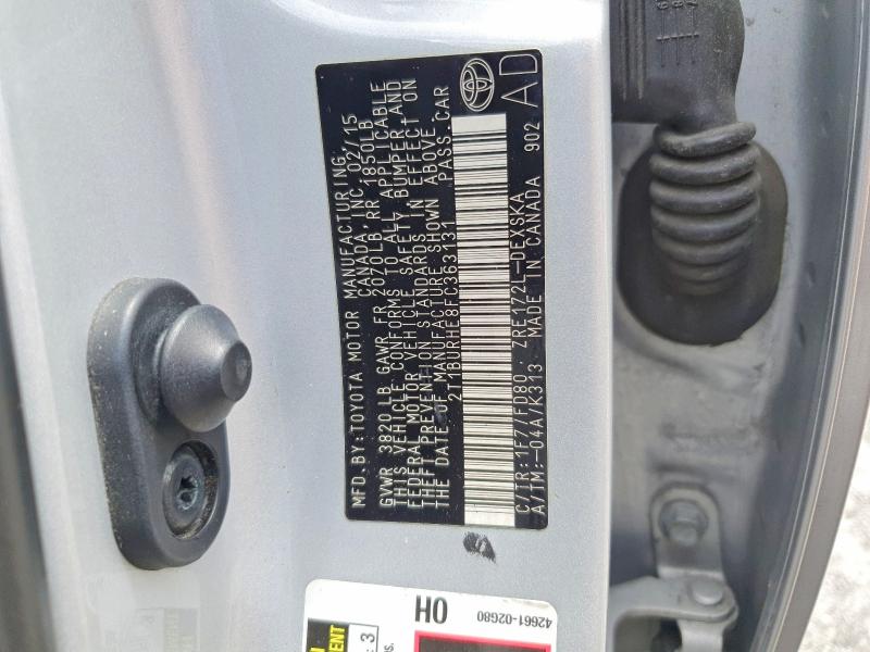 2015 Toyota Corolla მანქანა იყიდება აუქციონზე, vin: 2T1BURHE8FC363131, აუქციონის ნომერი: 61371606