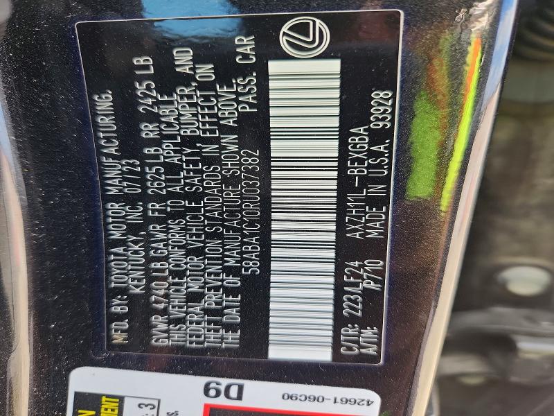 Aukcja sprzedaży 2024 Lexus Es, vin: 58ABA1C10RU037382, numer aukcji: 62463616