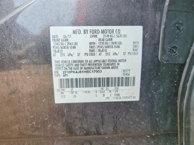 Продаж на аукціоні авто 2017 Ford Edge, vin: 2FMPK4J81HBC17003, номер лоту: 61353226