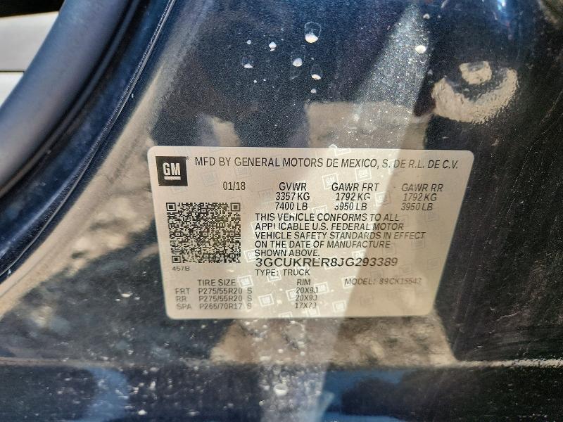 2018 Chevrolet Silverado მანქანა იყიდება აუქციონზე, vin: 3GCUKRER8JG293389, აუქციონის ნომერი: 60180076